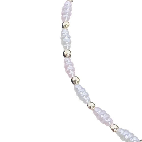 Vintage Gold Tone & Faux Pearl Ankle Bracelet With Sand Dollar Charm (5653) - Picture 3 of 9